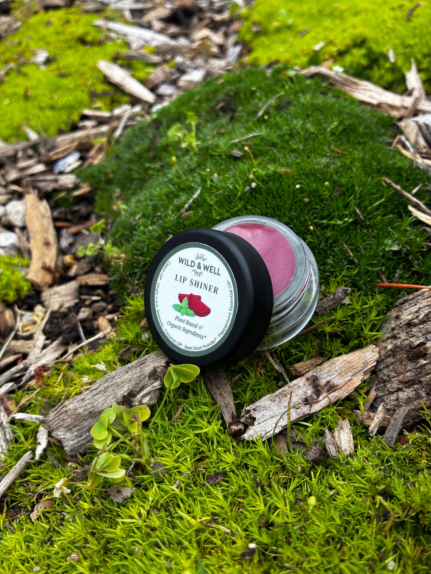 Wild & Well Lip Shiner tinted lip balm with sheer beet-infused color