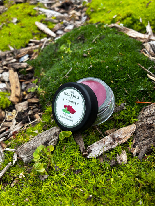 Wild & Well Lip Shiner tinted lip balm with sheer beet-infused color