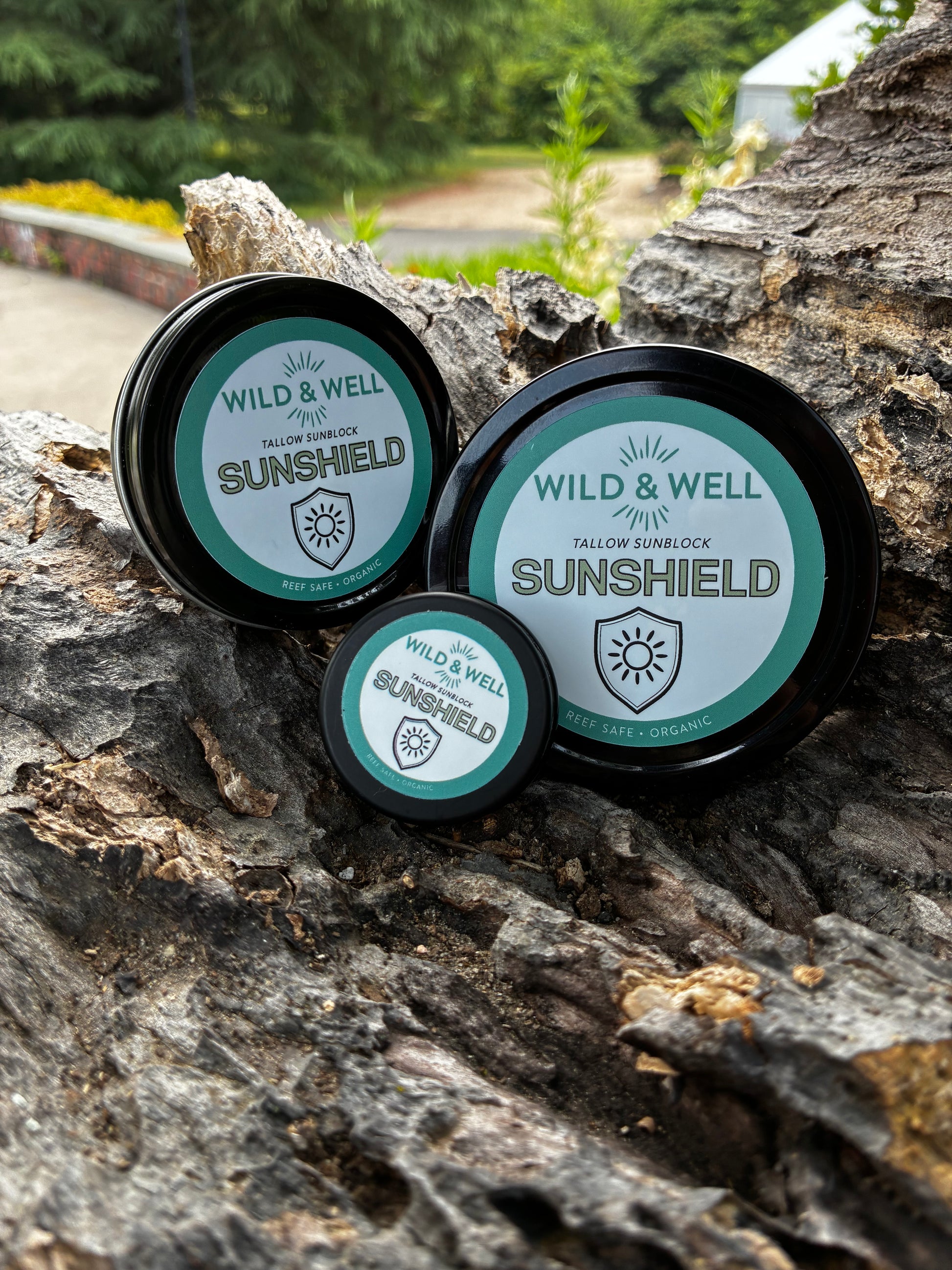 Wild & Well Sunshield mineral balm outdoors